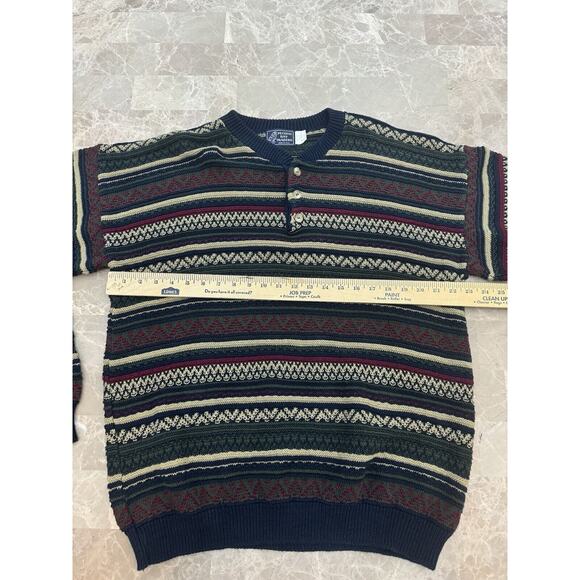 Peconic Bay Traders Sweater Men's L Multicolor Striped Long Sleeve Ribbed - Picture 7 of 11